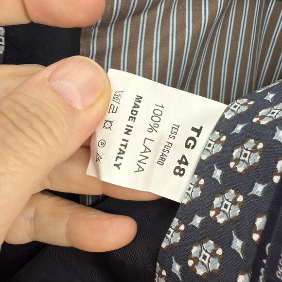 Luigi Fusaro Wool Dress Pants Men size US 32 IT 48 Navy Blue Flannel 33" inseam - Picture 10 of 11